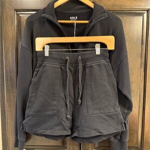 Able Black Casual Jacket and Shorts Set
